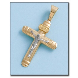 [C314] CRUZ EN ORO DE 18KL CON CRISTO BICOLOR