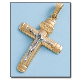 [C313] CRUZ EN ORO DE 18KL CON CRISTO BICOLOR