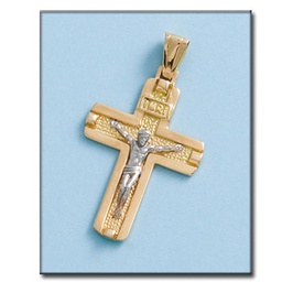 [C320] CRUZ EN ORO DE 18KL CON CRISTO BICOLOR