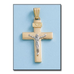 [C319] CRUZ EN ORO DE 18KL CON CRISTO BICOLOR