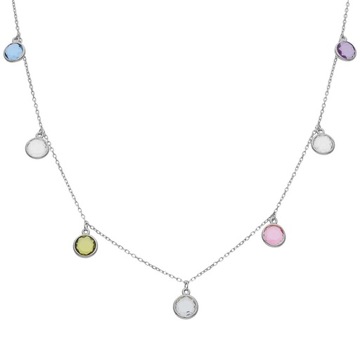 GARGANTILLA PLATA 925MM PIEDRAS COLORES