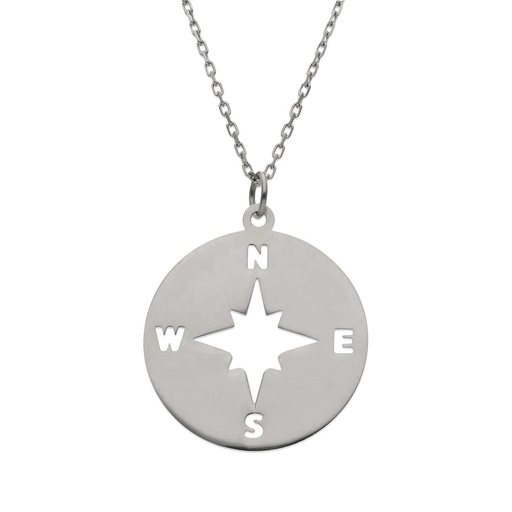 GARGANTILLA PLATA 925MM ROSA DE LOS VIENTOS