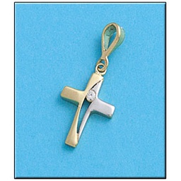 [C424] CRUZ ORO 18KL BICOLOR - 11X17MM