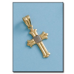 [C351] CRUZ ORO 18KL BICOLOR - 14X23MM