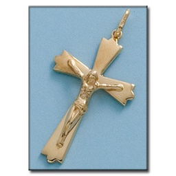 [C2059] CRUZ ORO 18KL CON CRISTO - 21X35MM