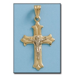 [C358] CRUZ ORO 18KL CON CRISTO - 22X36MM