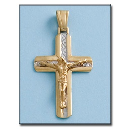 [C206] CRUZ ORO 18KL CON CRISTO BICOLOR