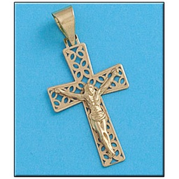 [C427] CRUZ ORO 18KL CON CRISTO DE 16X27MM