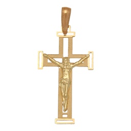 [C432] CRUZ ORO 18KL CON CRISTO DE 16X28MM 