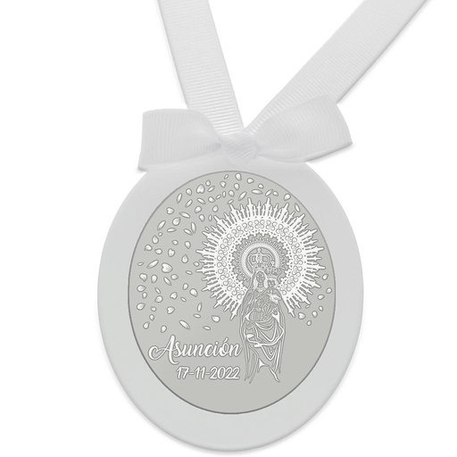 MEDALLA CUNA PLATA 925MM OVALADA VIRGEN DEL PILAR