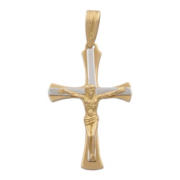 [C253] CRUZ ORO 18KL CRISTO BICOLOR