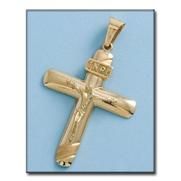 [C257] CRUZ ORO 18KL DE CON CRISTO - 32X45MM