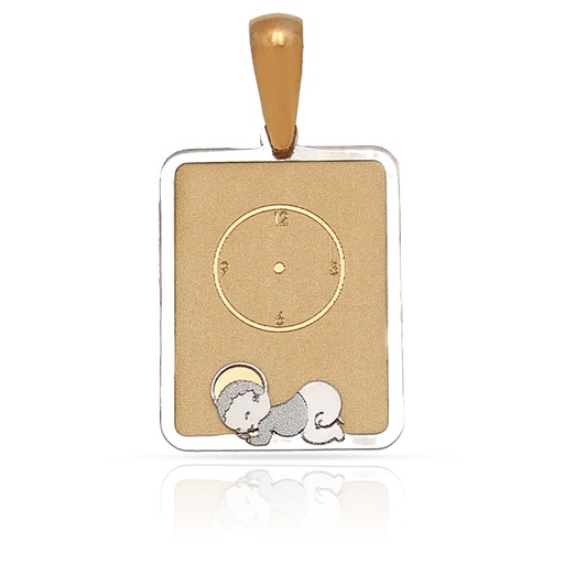 MEDALLA ORO 18KL BEBE Y RELOJ - 13X18MM