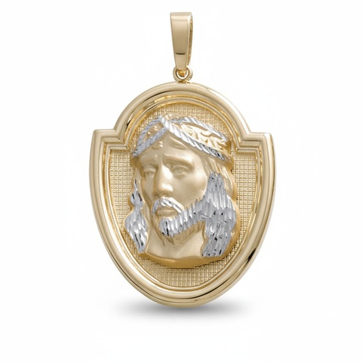 MEDALLA ORO 18KL CRISTO BICOLOR- 33x43MM