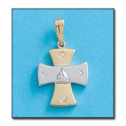 [C2016] CRUZ ORO DE 18KL BICOLOR CON CIRCONITAS 