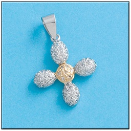 [C1927] CRUZ ORO DE 18KL BICOLOR Y CIRCONITAS