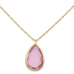 [G644] GARGANTILLA LAGRIMA ORO 18KL PIEDRA ROSA