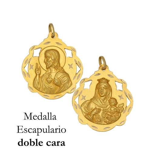 MEDALLA PLATA CHAPADA EN ORO ESCAPULARIO - 20x23MM