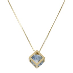 [G896] GARGANTILLA ORO 18KL CUBO + PIEDRA AZUL