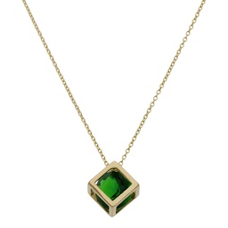 [G895] GARGANTILLA ORO 18KL CUBO + PIEDRA VERDE