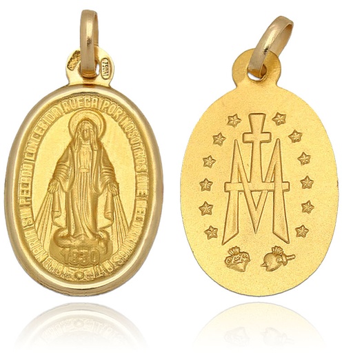 MEDALLA PLATA CHAPADA EN ORO V. MILAGROSA - 18x29MM