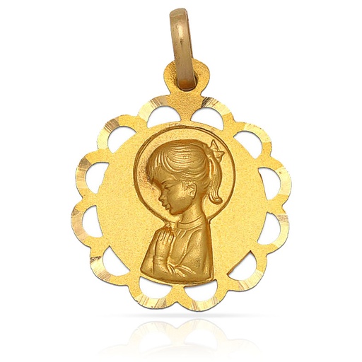 MEDALLA PLATA CHAPADA EN ORO VIRGEN NIÑA - 17MM