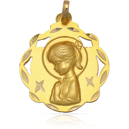 MEDALLA PLATA CHAPADA EN ORO VIRGEN NIÑA - 20x23MM