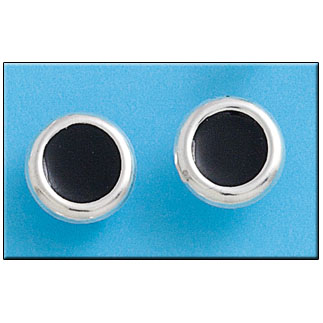 PENDIENTE PLATA 925MM CIRCULO NEGRO - 14MM