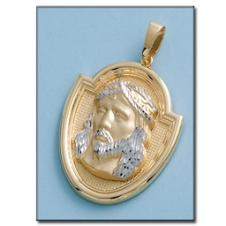 [M315] MEDALLA ORO 18KL CRISTO BICOLOR- 33x43MM