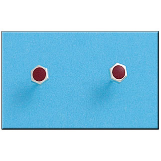 PENDIENTE PLATA 925MM HEXAGONAL ROJO