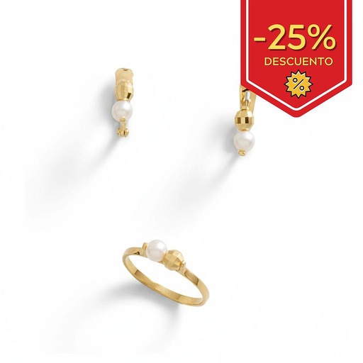 PENDIENTES BEBE ORO 18KL BOLA TALLADA + PERLAS