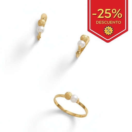PENDIENTES BEBE ORO DE 18KL BOLAS + PERLAS