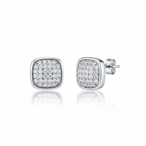 PENDIENTES CUADRADO PLATA 925MM