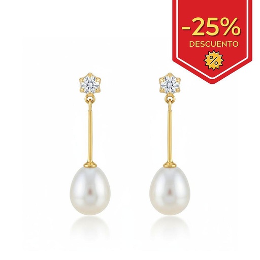 PENDIENTES EN ORO DE 18KL CON PERLAS