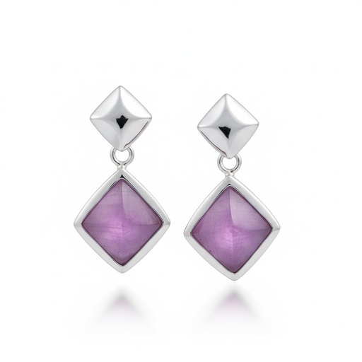 PENDIENTES OJO DE GATO FUCSIA PLATA 925MM