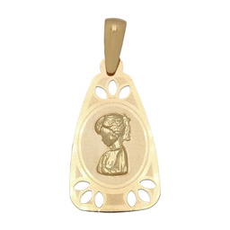 [M519] MEDALLA ORO 18KL VIRGEN NIÑA - 12X21MM