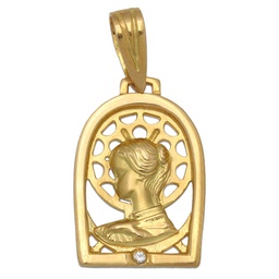 [M356] MEDALLA ORO 18KL VIRGEN NIÑA DE 13X20MM