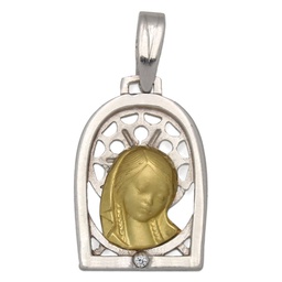 [M382] MEDALLA ORO 18KL VIRGEN NIÑA DE 13X20MM