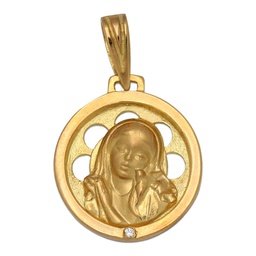 [M371] MEDALLA ORO 18KL VIRGEN NIÑA DE 16MM