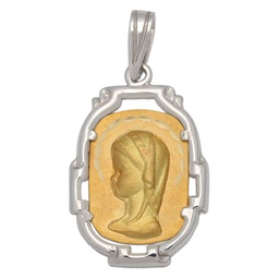 [M347] MEDALLA ORO 18KL VIRGEN NIÑA DE 17X25MM