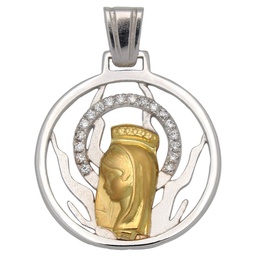 [M403] MEDALLA ORO 18KL VIRGEN NIÑA DE 22MM