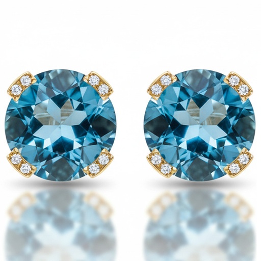 PENDIENTES ORO 18KL CIRCONITAS + PIEDRA COLOR
