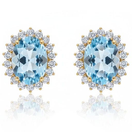 PENDIENTES ORO 18KL CIRCONITAS + PIEDRA COLOR