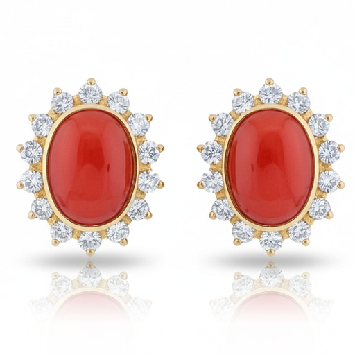 PENDIENTES ORO 18KL CORAL SINTETICO