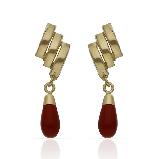 PENDIENTES ORO 18KL CORAL SINTETICO