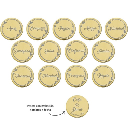 ARRAS PERSONALIZADAS PALABRAS ACERO DORADO