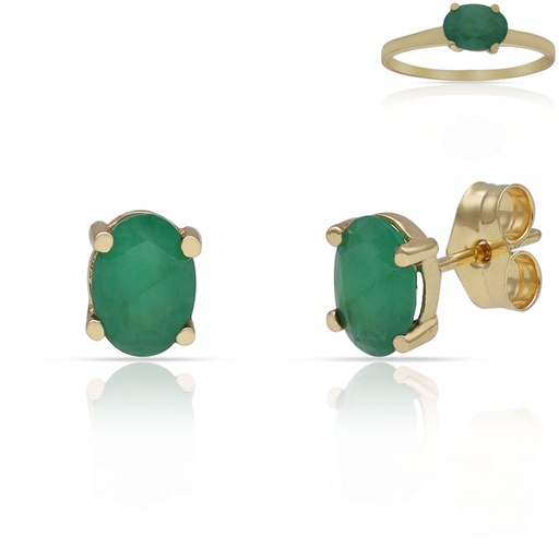 PENDIENTES ORO 18KL ESMERALDAS FINAS - 5x7MM