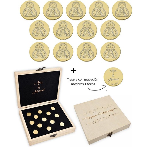 ARRAS PERSONALIZADAS V. DE LA CABEZA ACERO DORADO + ESTUCHE MADERA