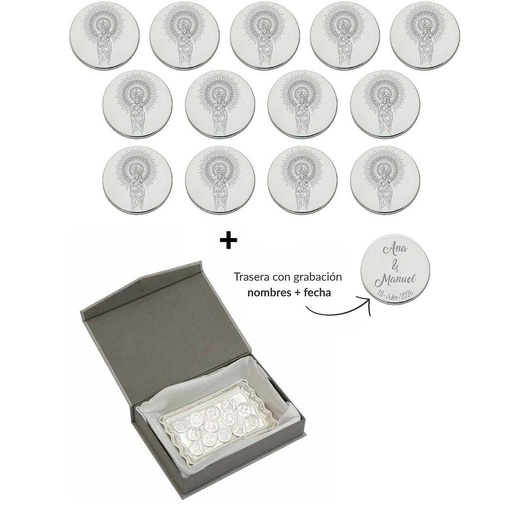 ARRAS PERSONALIZADAS V. DEL PILAR · ACERO PLATEADO + BANDEJA + ESTUCHE