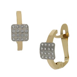 [P1436] PENDIENTES BICOLOR CUADRADOS ORO 18KL